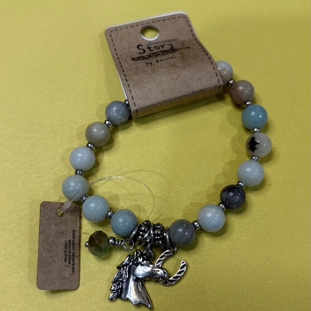 Multicolor Beaded Stone Horse Charm Bracelet